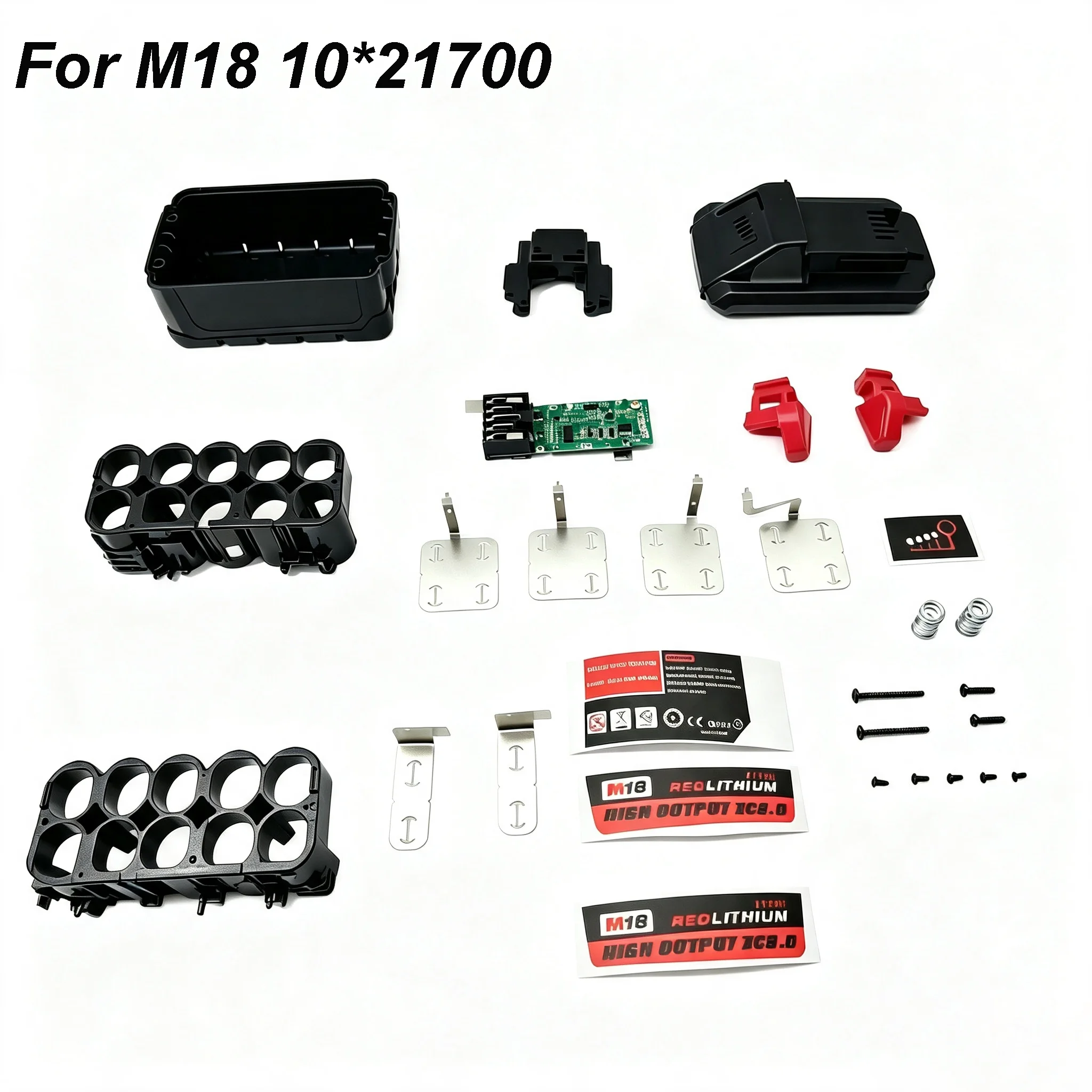 for M18 10*21700 Plastic Case PCBA Box Stickers For Milwaukee 18V Lithium Battery Storage Box Charging Protection Circuit Board