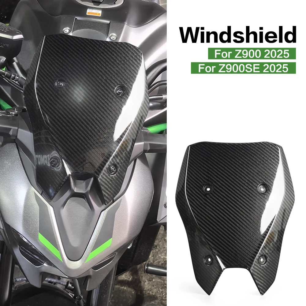 

For Kawasaki Z900 Z 900 SE 2025 Carbon Fiber Material New Motorcycle Windshield Windscreen Wind Deflector Parts Accessories