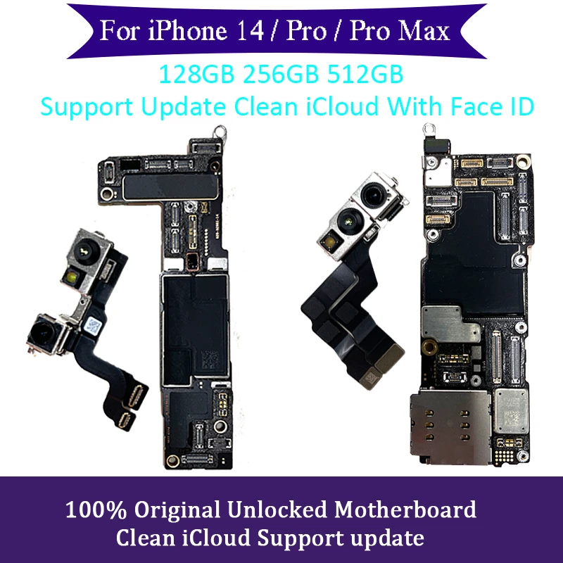 

Fully Tested Original Mainboard For iPhone 14 Pro Max Motherboard With Face ID Unlocked Main Board Cleaned iCloud Free Shipping