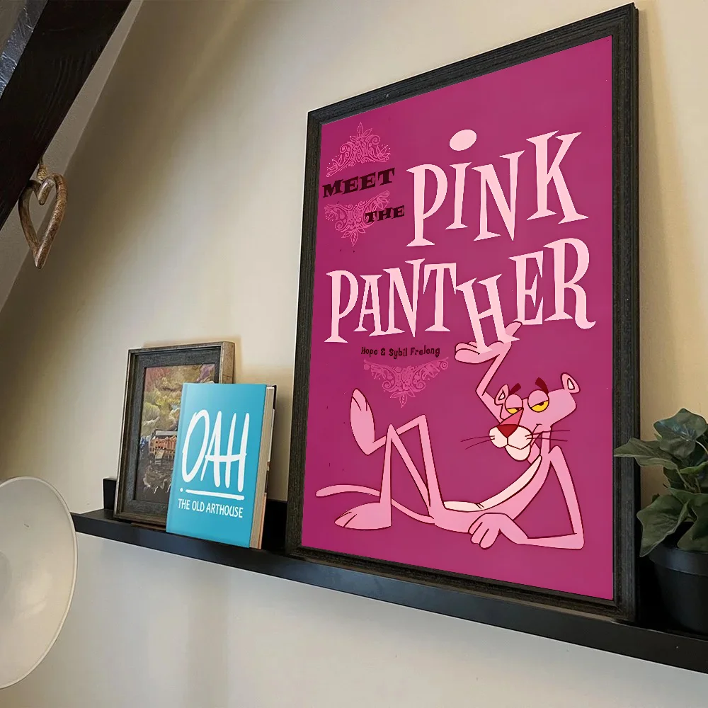 لطيف الكرتون النمر الوردي المشارك ذاتية اللصق الفن للماء ورقة ملصق مقهى بار غرفة جدار ديكور