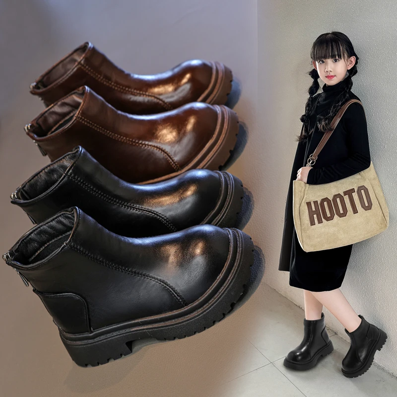 

Детские осенние ботинки 2026. Классические модные повседневные ботильоны на платформе для девочек. Детские повседневные короткие ботинки с круглым носком.