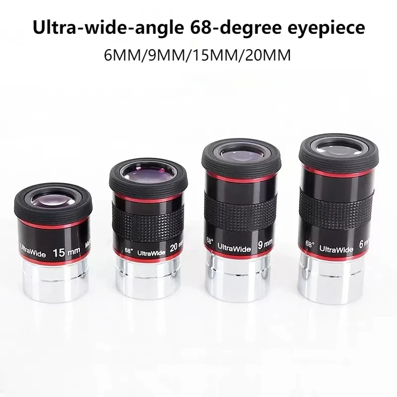 Acessórios para Telescópio Astronômico de Alta Potência, Ângulo Ultra Largo, Ocular 68 Graus, Uw6 mm, 9mm, 15mm, 20mm, Planetário