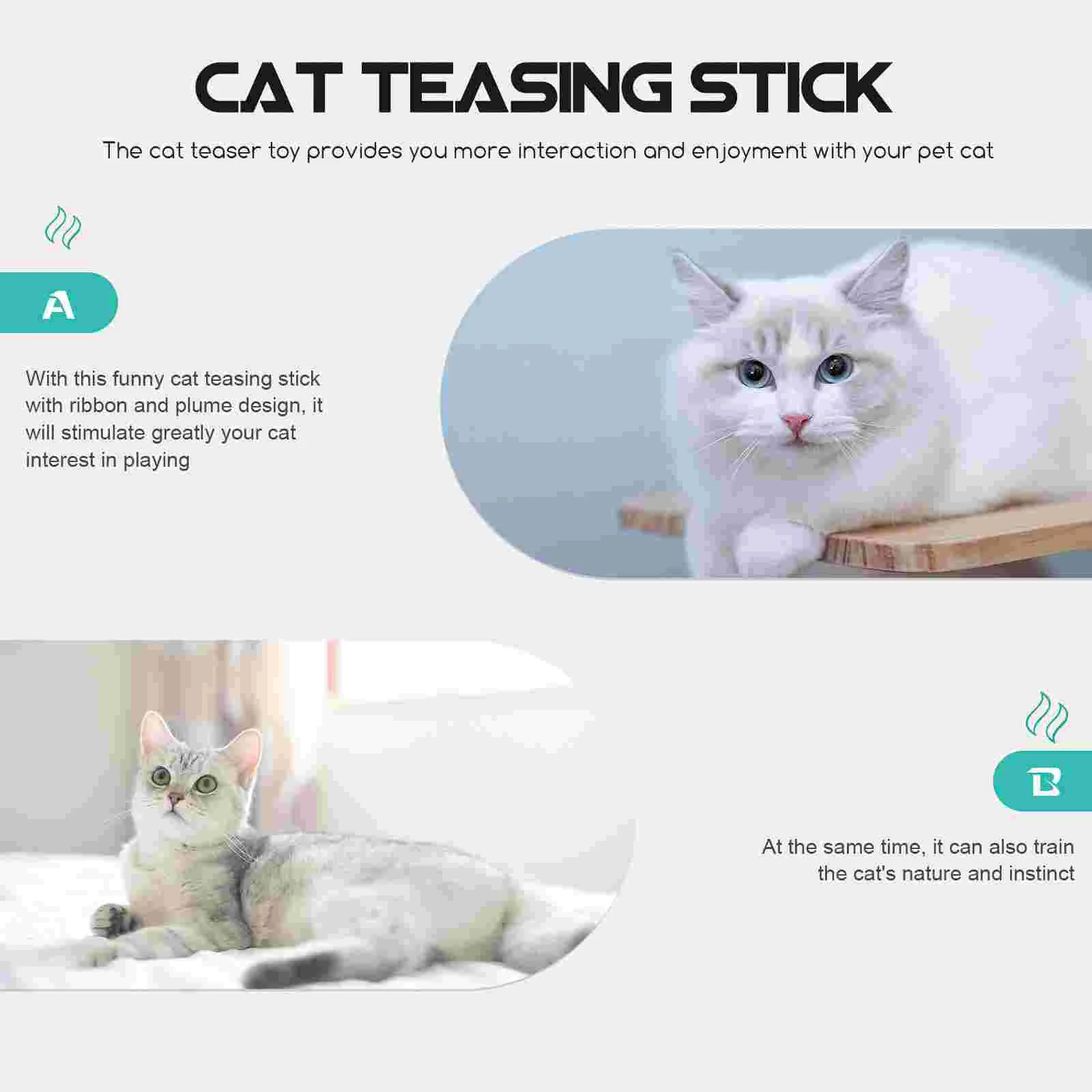 Cat Teaser Wand for Cats Teasing Toy Diversion Funny Stick Interactive Indoor Plaything