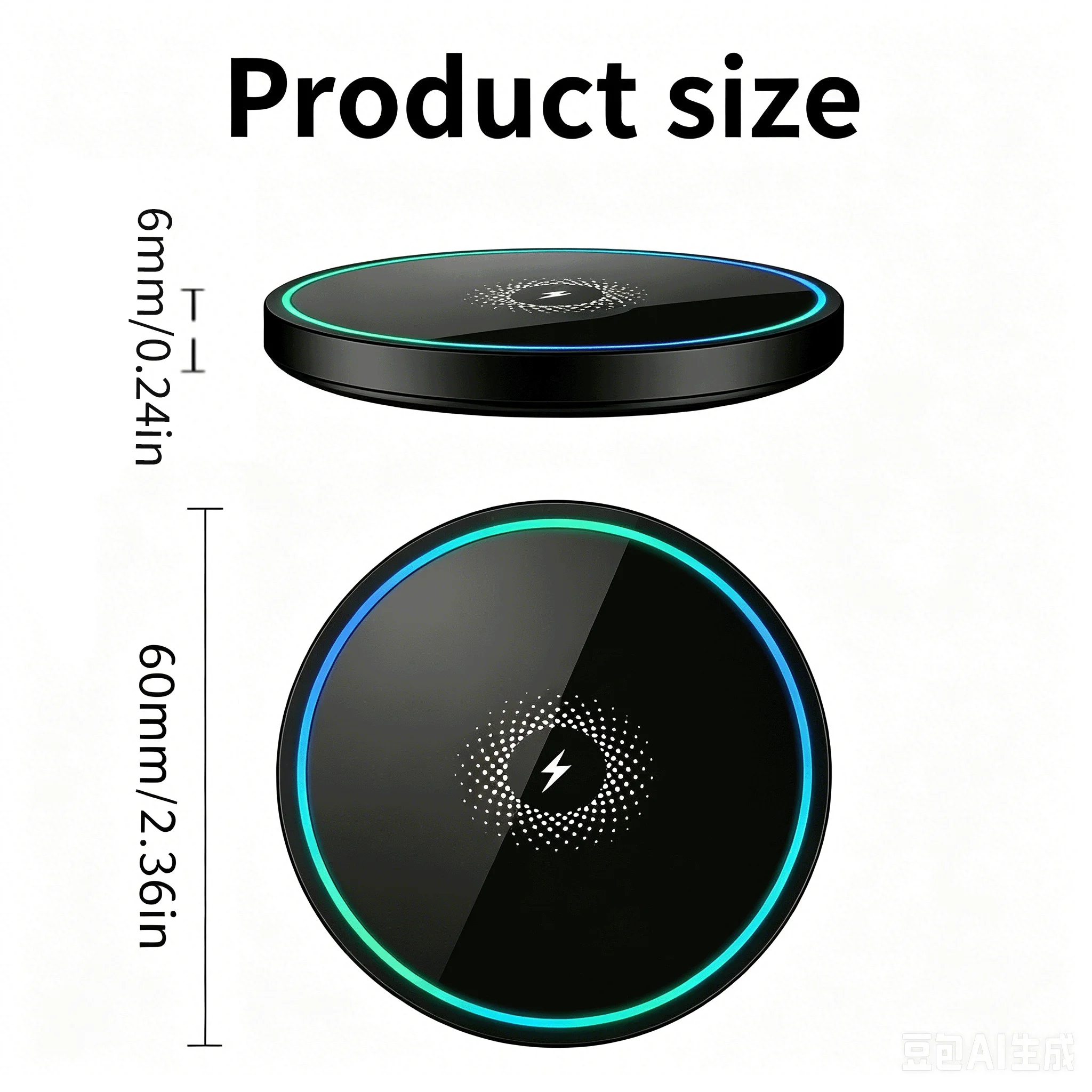 Wireless Charger, Compatible with iPhone, Samsung Phones & Apple Earphones. Induction Fast Charging Dock Pad, Compact & Portable