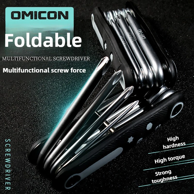 

8 in 1 inner hexagonal plum cross one-word screwdriver multi-function hardware tool bicycle repair folding wrench