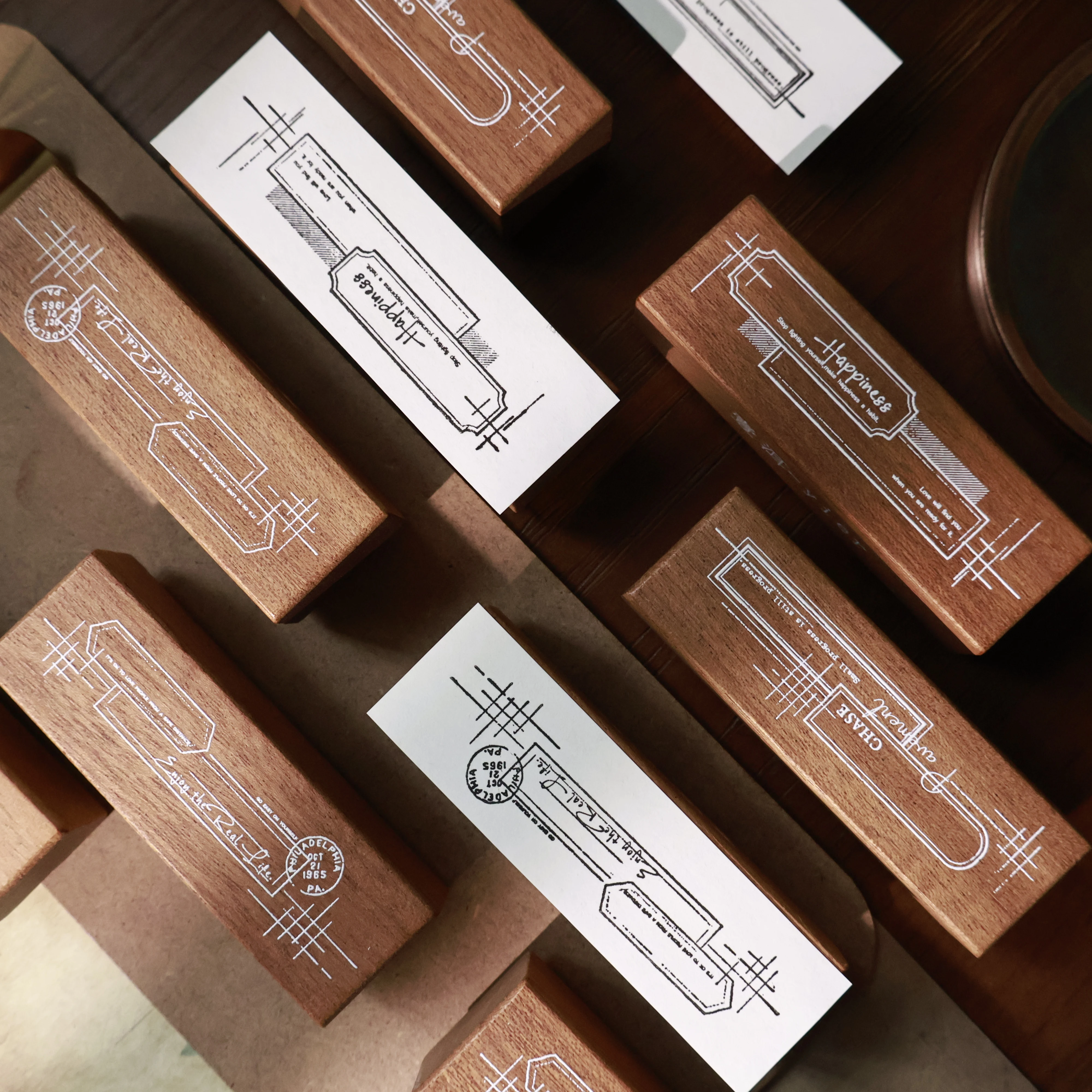 YiEr Studio Line Base Background Wooden Rubber Stamp for DIY Scrapbooking Photo Album Card Making