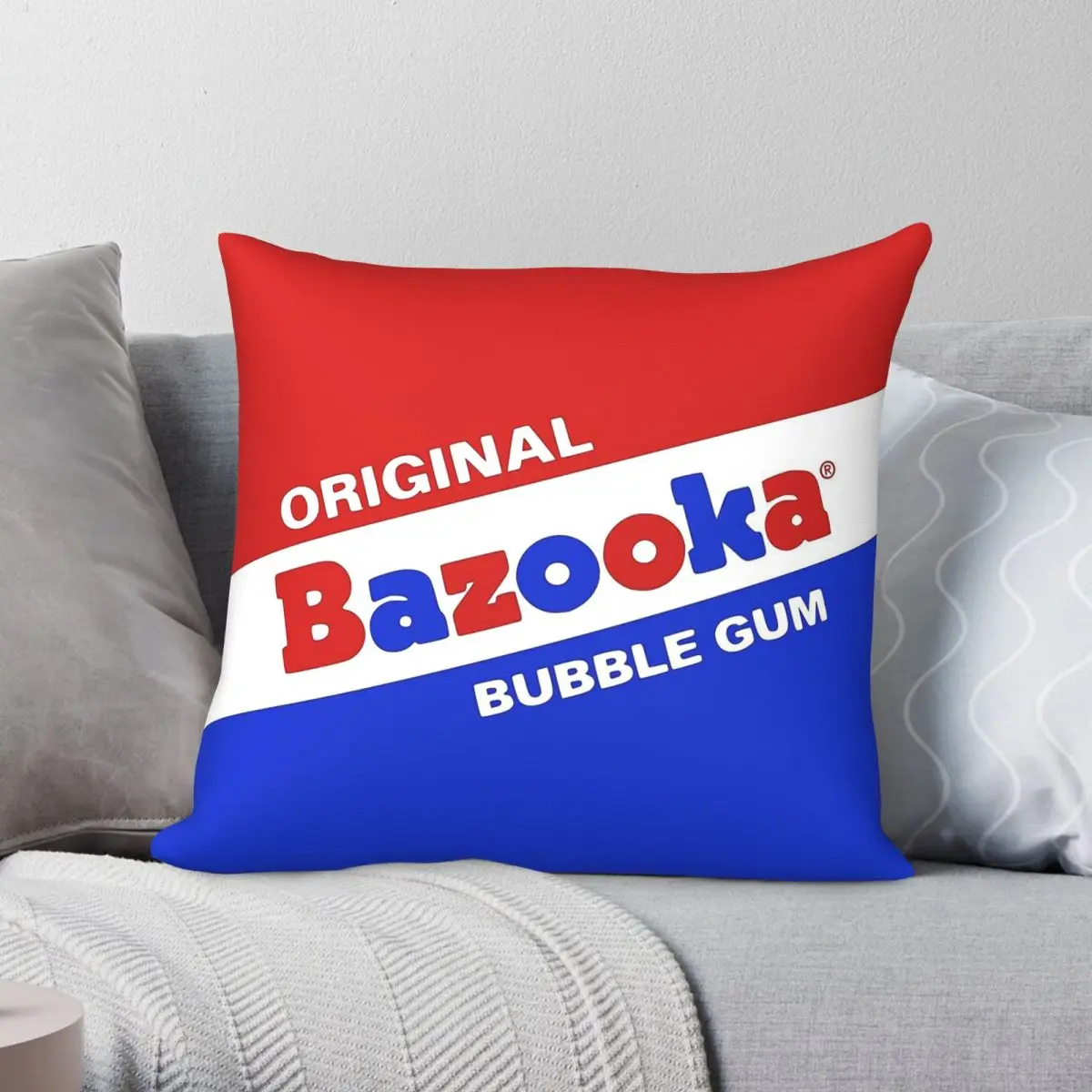 Bazooka Bubble Gum Square Pillowcase Polyester Linen Velvet Printed Zip Decorative Throw Pillow Case Home Cushion Cover 18