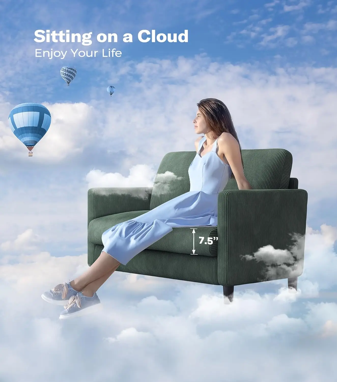 أريكة Loveseat، مقعد حب مقاس 51 بوصة، مقعد Loveseat صغير مريح للمساحات الصغيرة، أريكة إعداد خالية من الأدوات لغرفة النوم، أرائك خشبية بالكامل #6