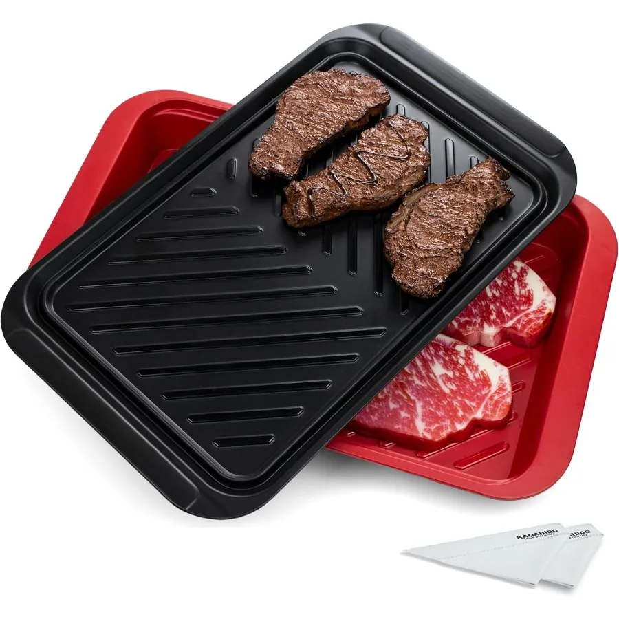 

Grill Prep Trays BBQ Serve Tray 2pcs Black Red Grill Carry System for Cooked Raw Meat Storage and Transport Ideal for Outdoor G