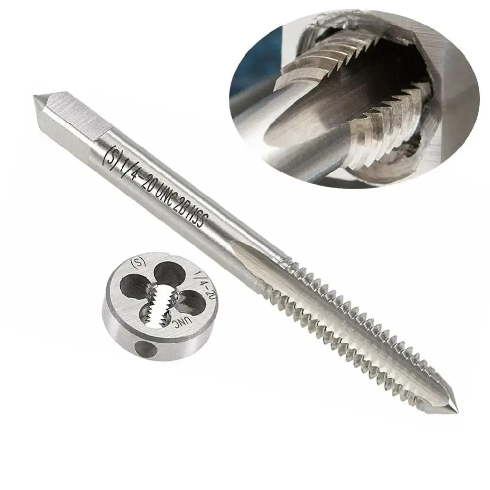 Portable 1/4"-20BSW Tap and Die Set High Quality R1/4 Right Hand Thread Die HSS Metric Screw Thread Tap Plug Tap