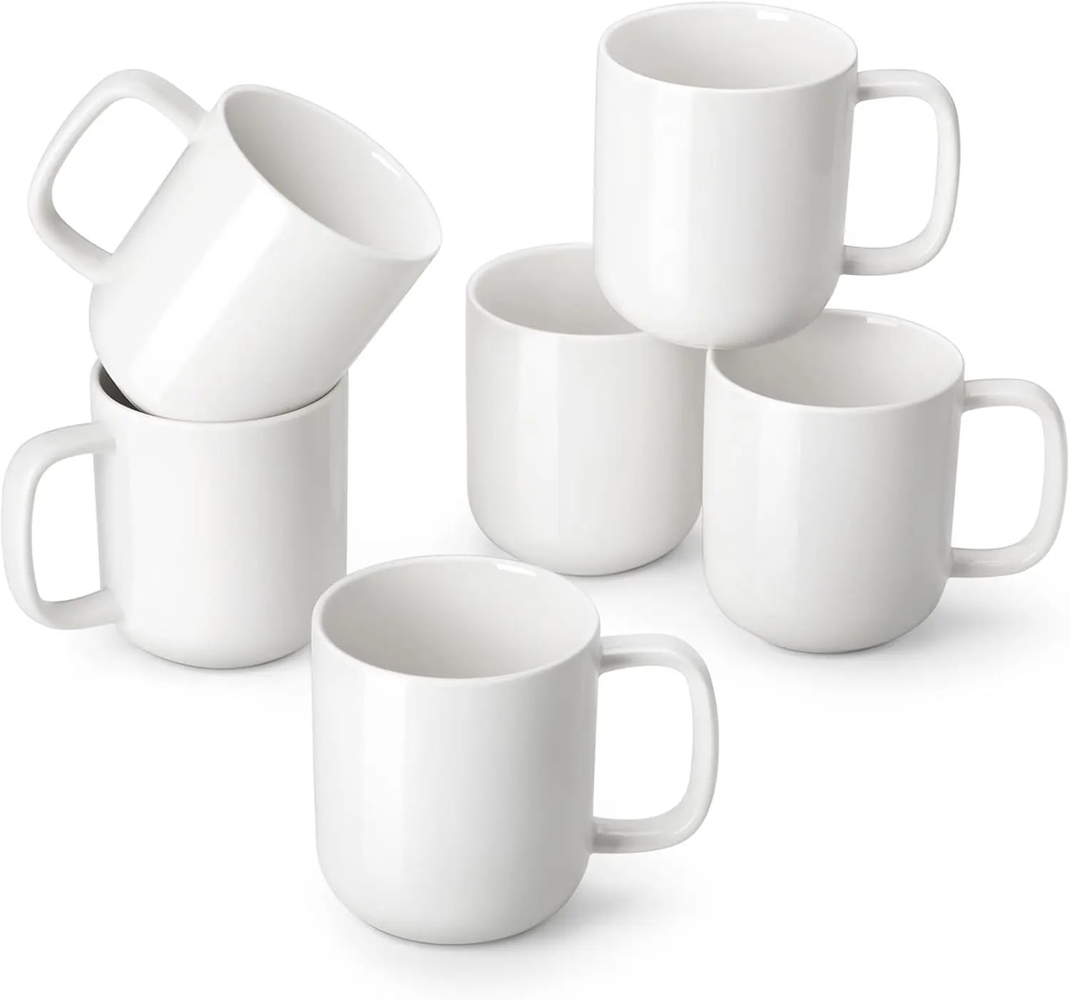 

6-Pack Ceramic Coffee Mugs, 16 oz Dishwasher & Microwave Safe White Cups for Hot Drinks