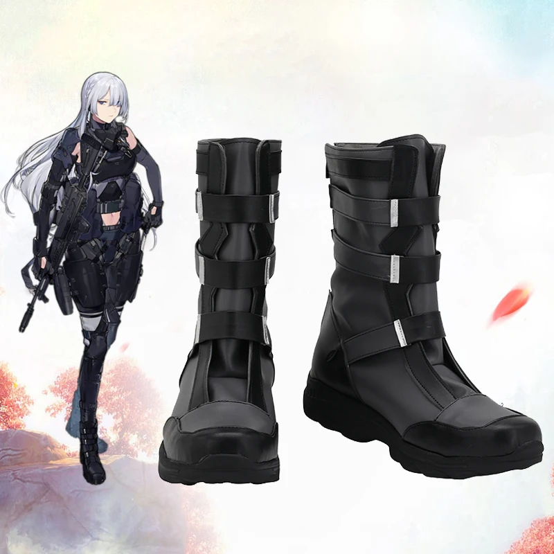 Girls Frontline AK15 Cosplay Shoes Long Black Leather Boots For Halloween Christmas Party