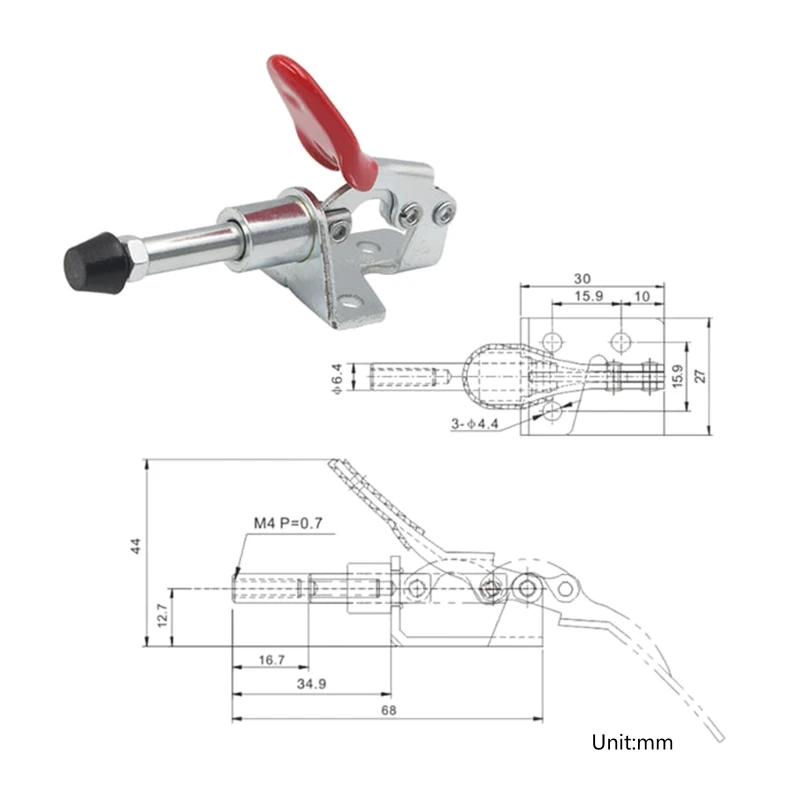 GH-301-AM Ánh Sáng Làm Nhiệm Vụ Giữ Móc Kẹp Kéo Đẩy Hành Động Loại Kẹp Nhanh Tay Công Cụ Gỗ Thả Vận Chuyển