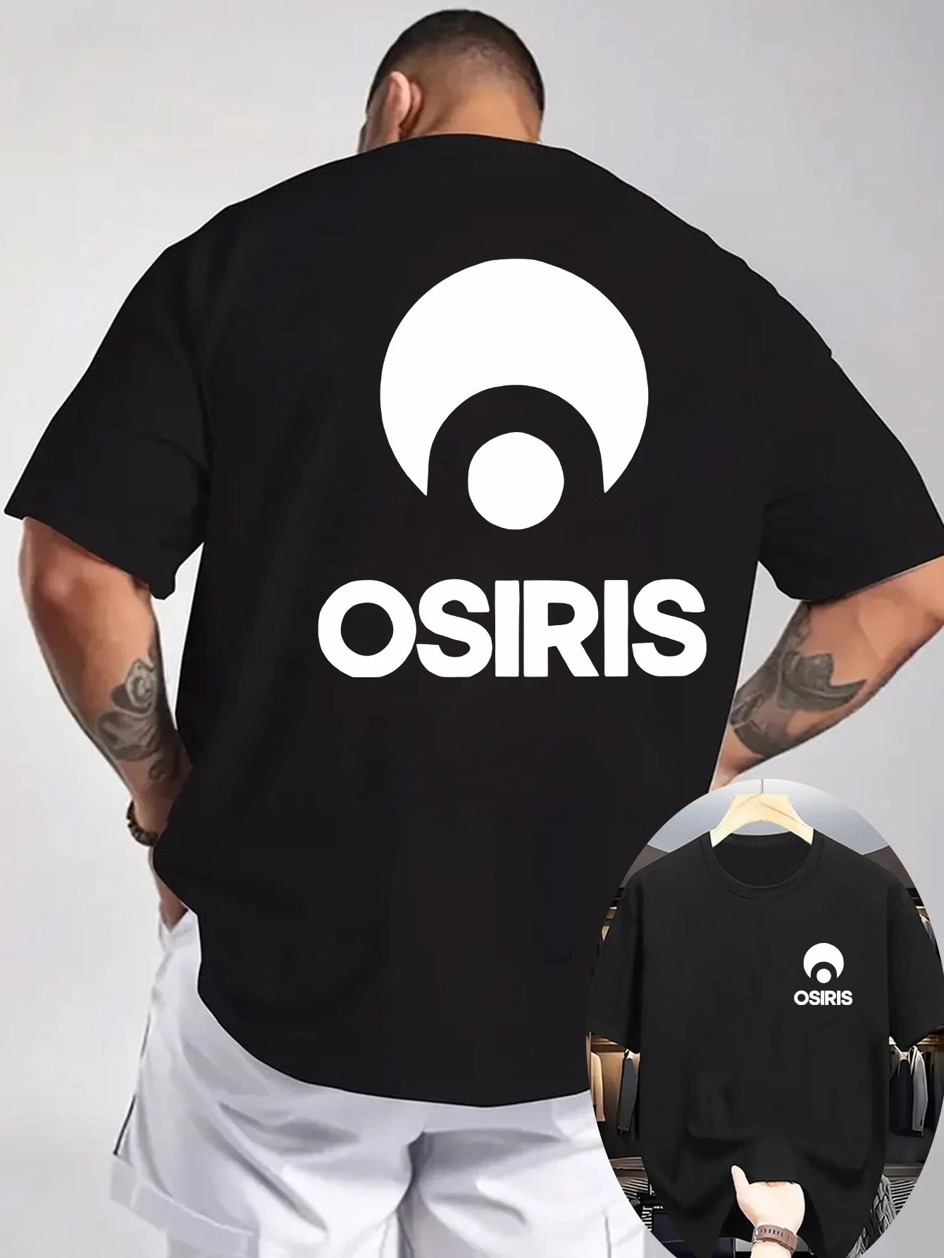 Men'S OSIRIS Pattern T-shirt | Bold Red and Black Double-Sided Print, Breathable Knitted Fabric, Crew Neck