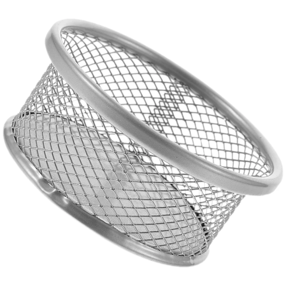 Metal Office Pen Holder Silver Desk ganizer Large Capacity Paper Clip Storage Supplies Safe Study Container