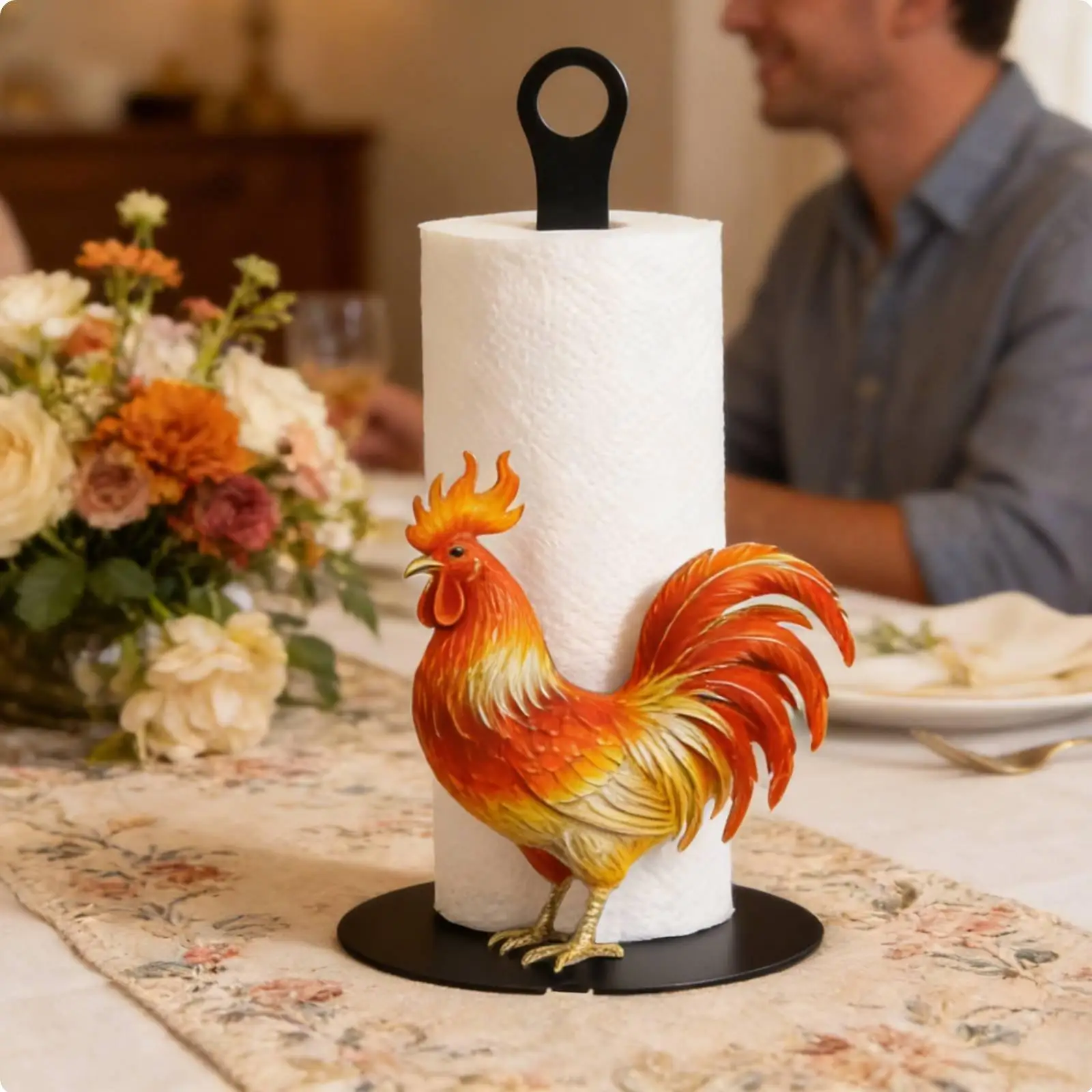 2xFreestanding Paper Towel Stand Fits Standard & Jumbo Rolls Freestanding Kitchen Roll Holder Sturdy Metal Construction