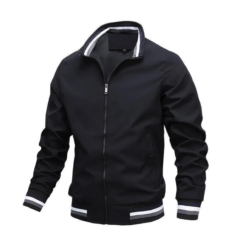 

Loose Casual Tracksuit Jaet Set Men's Outerwear Urban Polyester Fiber Long Zipper Closure Spring Jogging Fitness Men Coat
