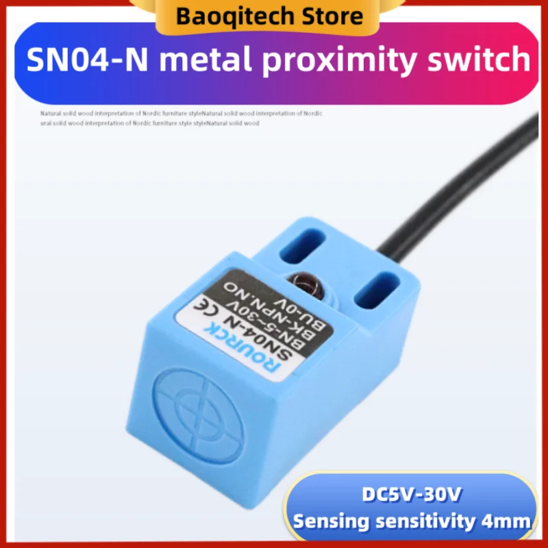 Frete grátis SN04-N três fios NPN NO NC 4MM DC5-30V SN04 Sensor de proximidade indutivo Interruptor de detecção DC sensor de limite quadrado 24V