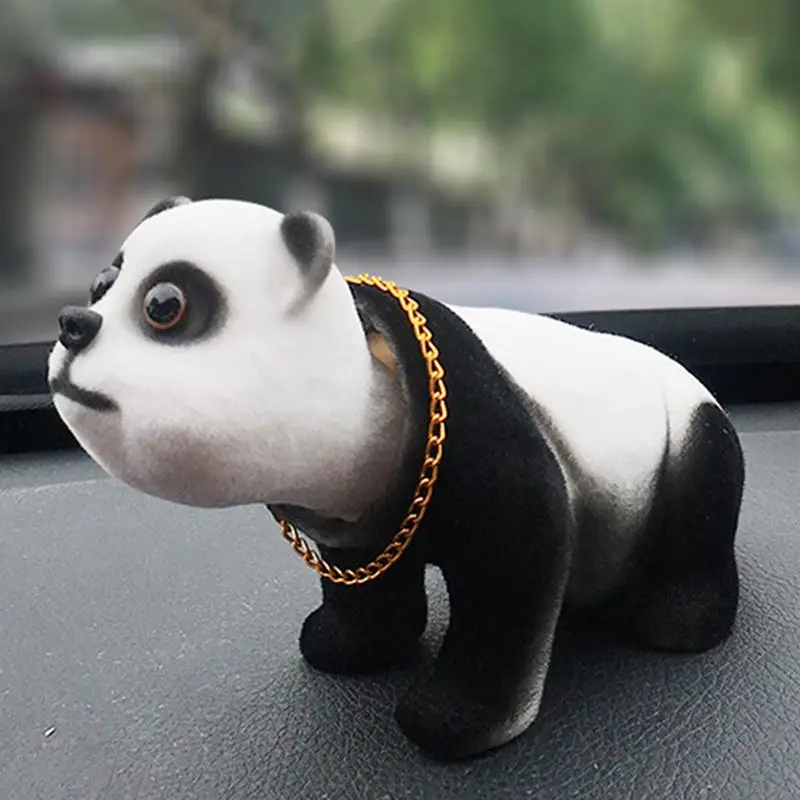 Panda Car Dashboard Decor Shaking Head Panda Toy Desktop Ornament Dashboard Craft For Home Car Vehicle Decoration