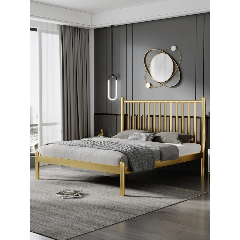304 stainless steel bed thickened 1.5 meters double bed Nordic simple master bedroom apartment light luxury stainless steel wrou