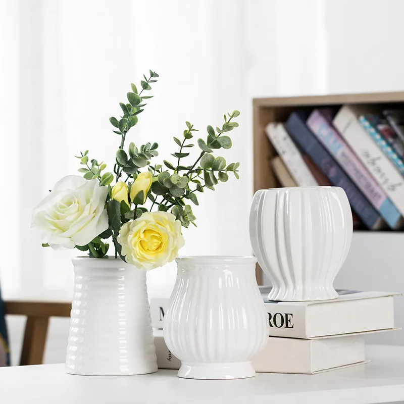 Ceramic Vase Spot Dried Flower Flowerpot Small Fresh Gypsophila Ornament White Flower Arrangement Nordic Home Decoration Vase