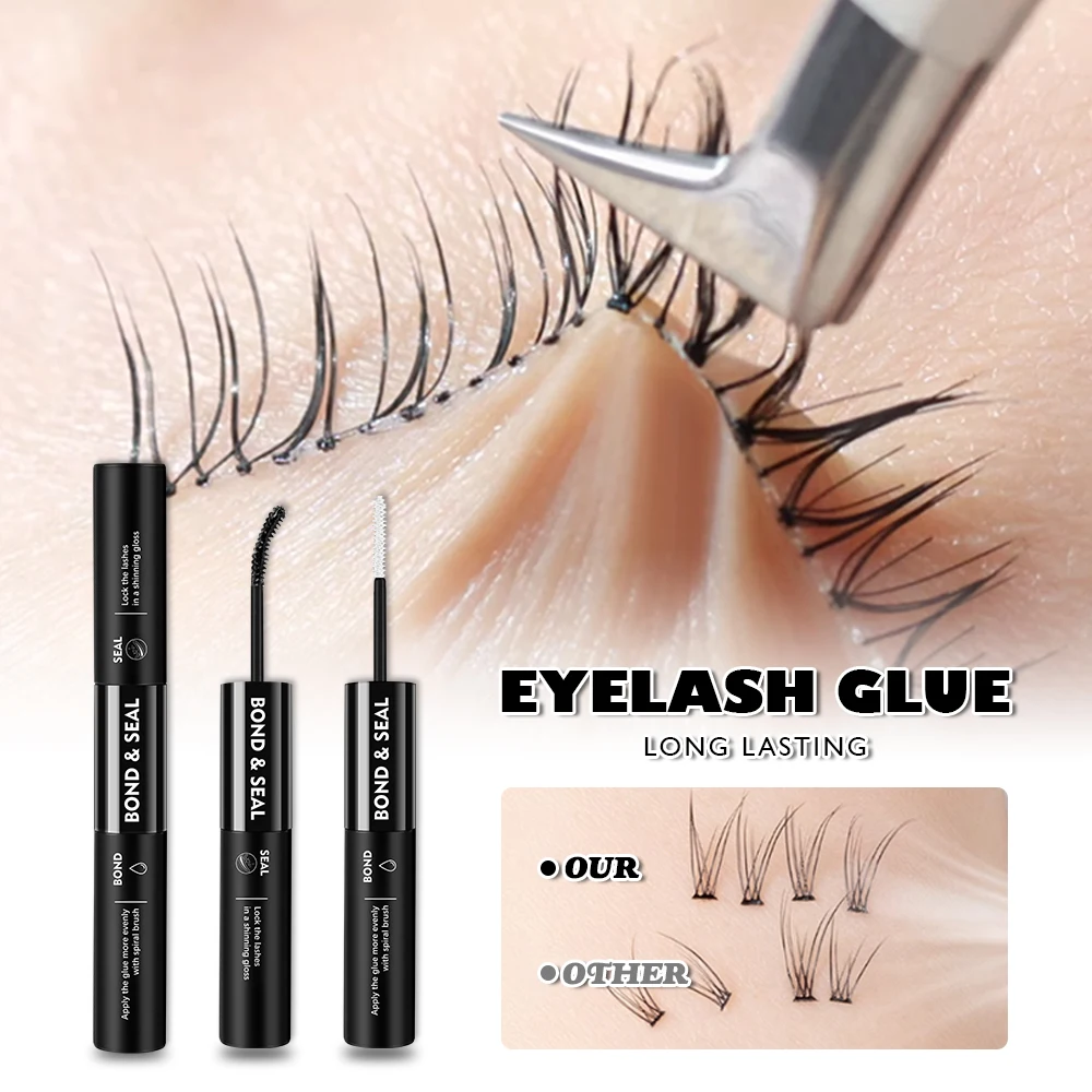 EASITENSION Glue False Eyelashes New Double Heads 2 In 1 Bond and Seal Lash Glue ,Waterproof Long Lasting