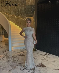 2024 Elegant Beaded Cocktail Dresses For Women High Neck Sexy Prom Dresses Vestidos De Cóctel Wedding Guests Dresses Mermaid