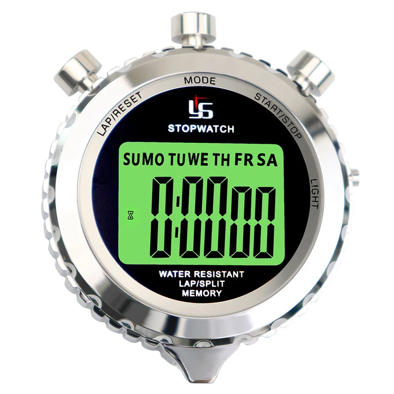 Timer digitale in metallo cronometro sportivo contatore di memoria resistente all\'acqua cronometro luminoso ore minuti mese Display conto alla