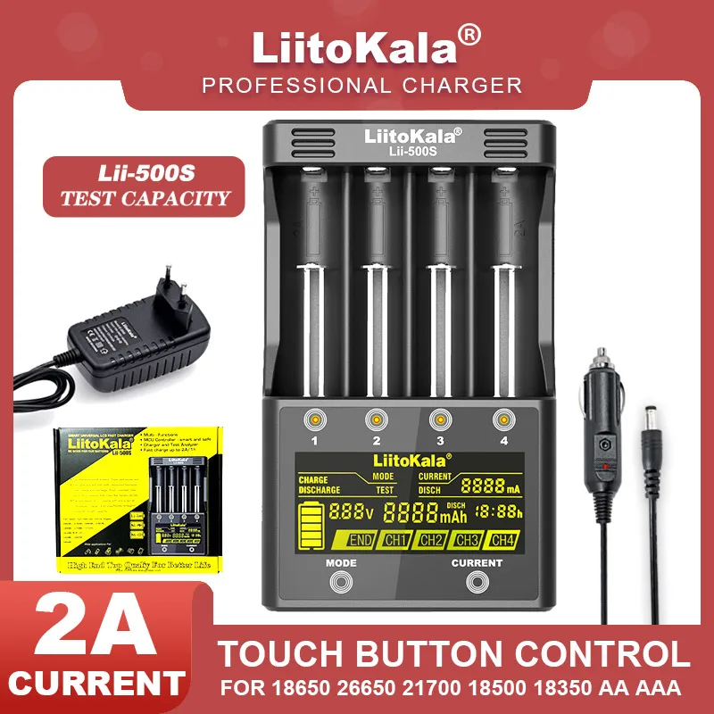 Liitokala Lii-500S LCD 3.7V 18650 18350 18500 21700 26700 20700 14500 26650 1.2V AA AAA NiMH Lithium-Battery Charger