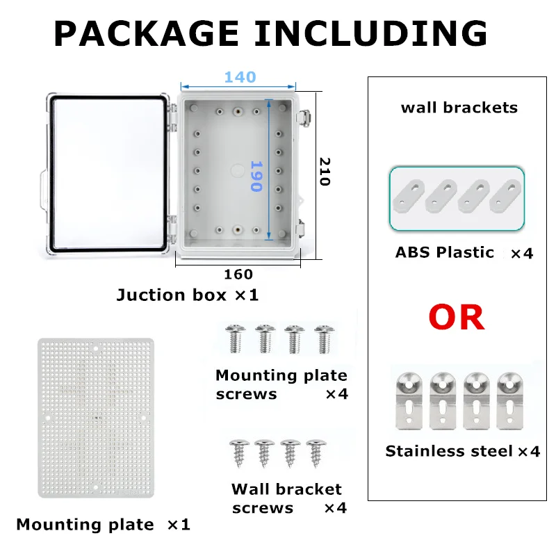 8.3”x6.3‘’x4” Mini Off-white Juction Box Electrical ABS Plastic Electronic Box With Electric Mountable Distribution Board