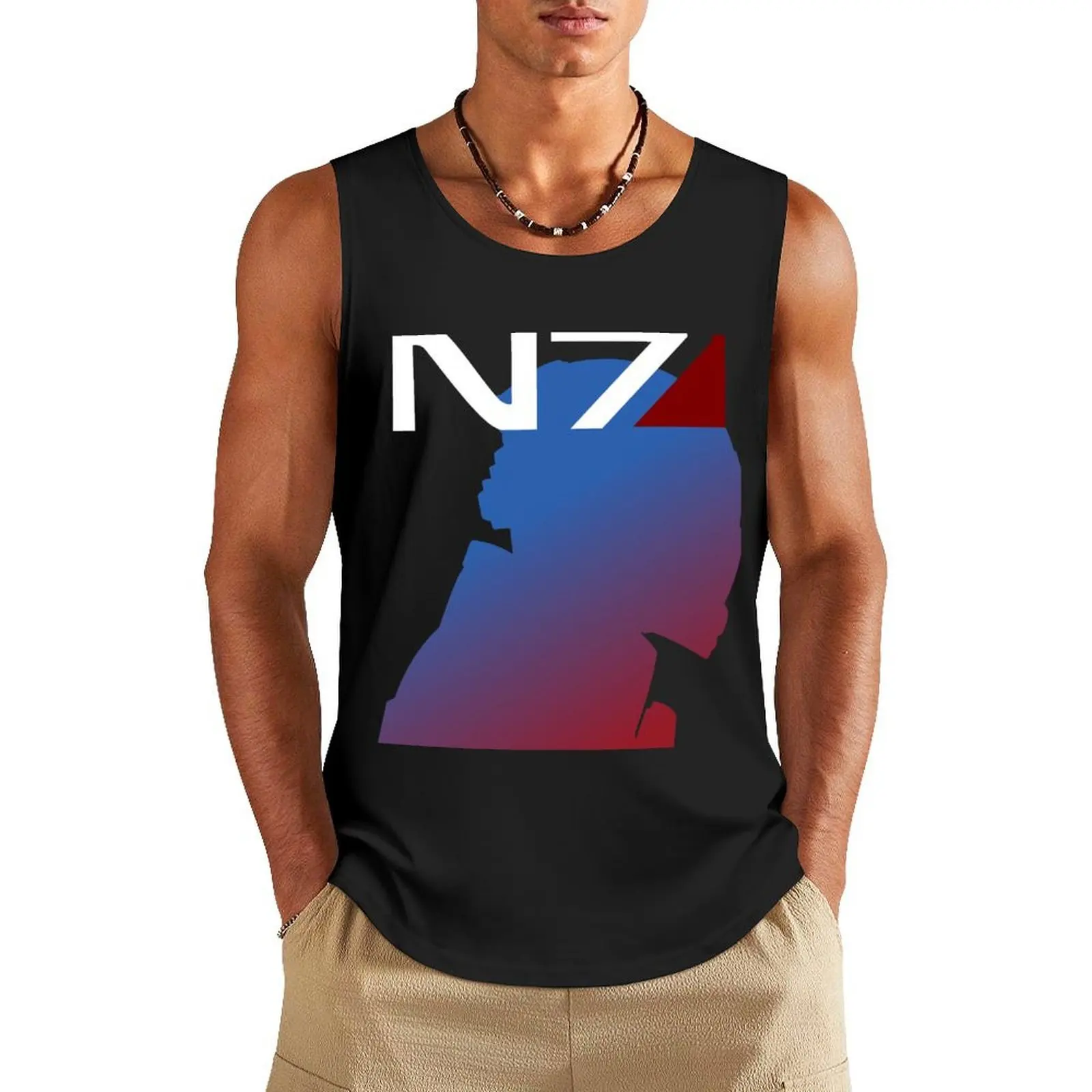 

Mass Effect Dual Black Tank Top Одежда Мужские аксессуары для спортзала милые мужские топы