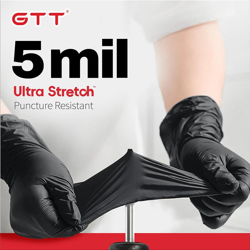 100/200 قطعة قفازات فحص النتريل السوداء المتاح سميكة تنظيف العمل قفاز مطاطي للوشم تصفيف الشعر أداة غسيل السيارات #3