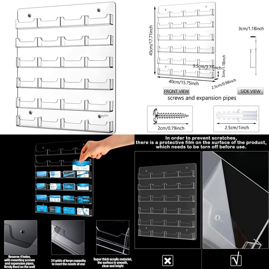 

Acrylic Business Card Holder Wall Mount Clear Sticker Display Rack Multiple Clear Card Organizing Sticker Display Stand Pre Dri