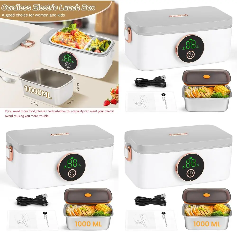 

Portable 1L Electric Lunch Box with 16000mAh Battery for Instant Heating on-the-go
