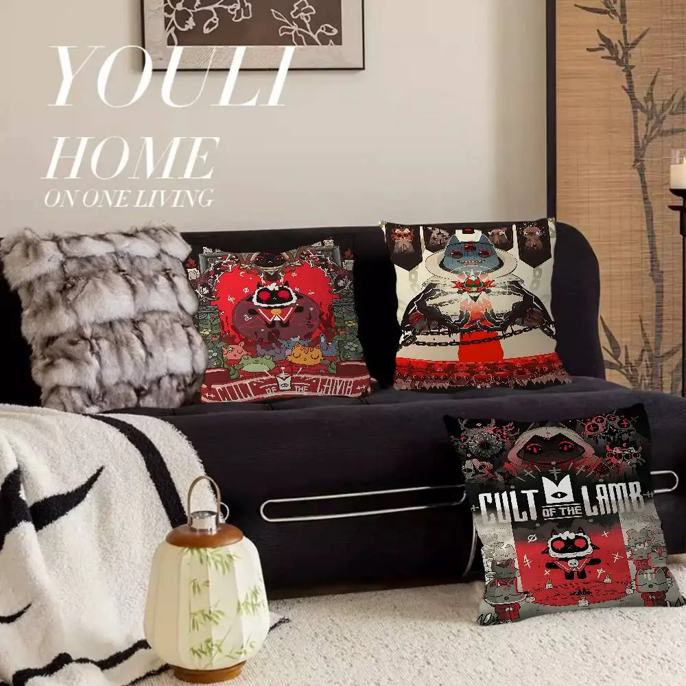 Game Cult Of The Lamb Pillow Cushion Cover Pillowcase Living Room Sofa Home Decor Customized