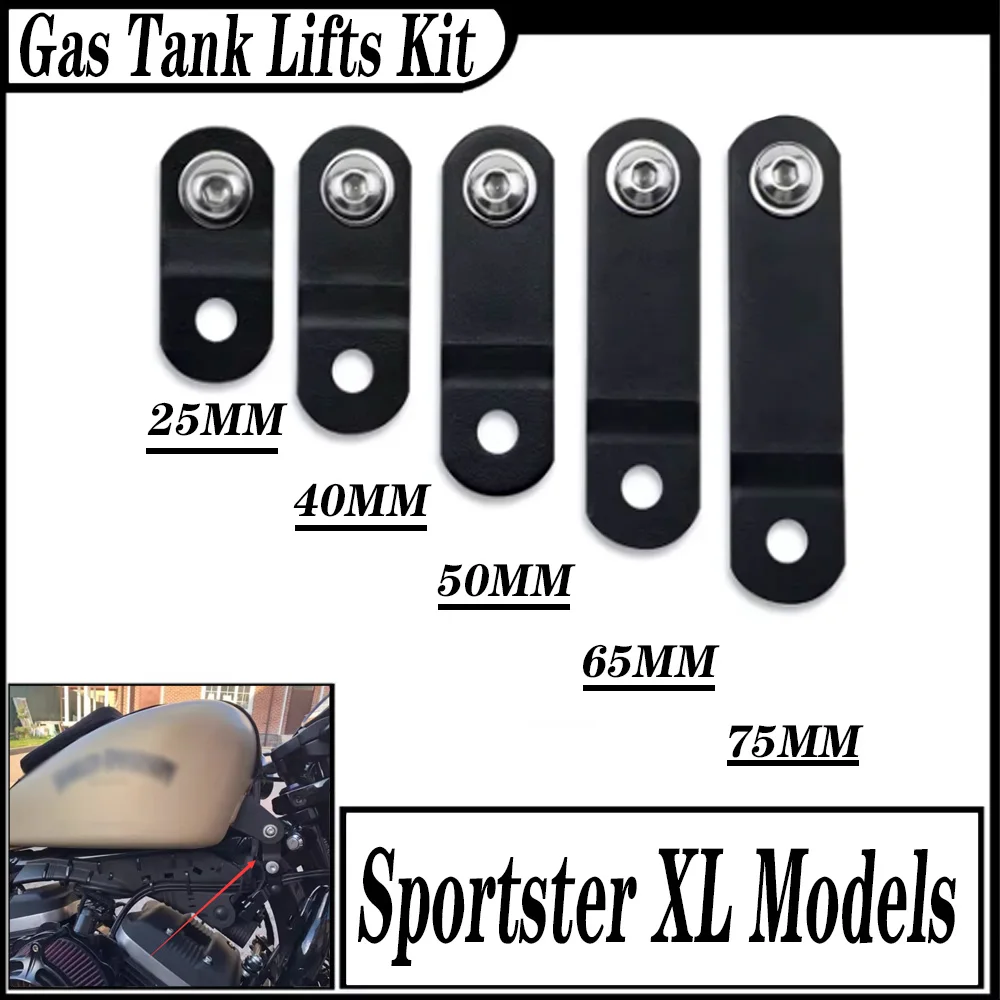 Kit de Elevación de Tanque de Gasolina de 25-75 mm para Harley Sportster Iron XL 883 1200 Custom Superlow Forty Eight, Soportes Modificados para Elevar el Tanque
