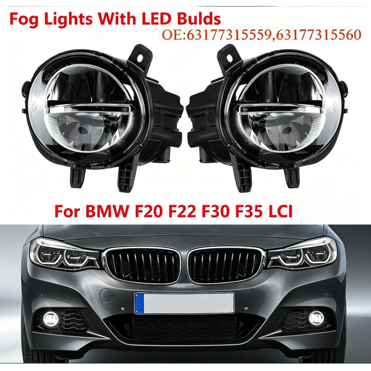 For BMW F20 F22 F30 F35 LCI 63177315559 63177315560 Front Bumper Fog lamps Turn Singal Fog Lamp Dynamic Turn Signal