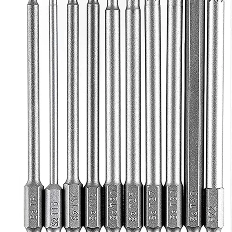 Nowy zestaw części długi, zestaw części magnetyczny 20 szt. 100Mm, T8-T40 Torx Bit, końcówka imbusowa H2-H6, PH1 PH2, PZ2, szczelinowy Bit, 1/4 Cal sześciokąt