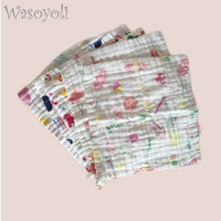 Wasoyoli 5 pieces / Lot Burp Cloths 30*30cm 100% Muslin Cotton 6 Layers Colorful Printed andkerchief Soft Infant Towel