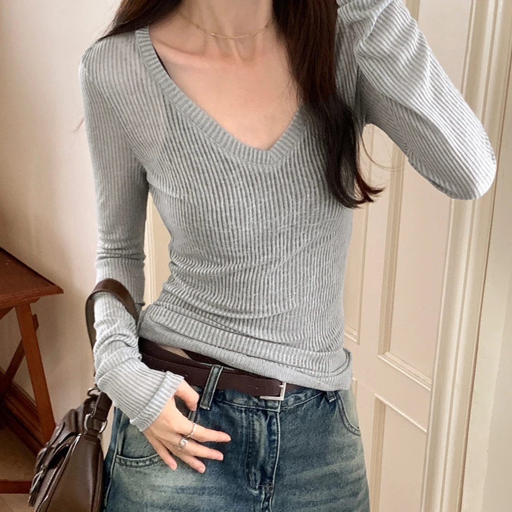 

All Seasons Wear Long Sleeve V-neck Everyday Wear Casual Events Black Daily Wear Long Sleeve Top Glam Daily Wear