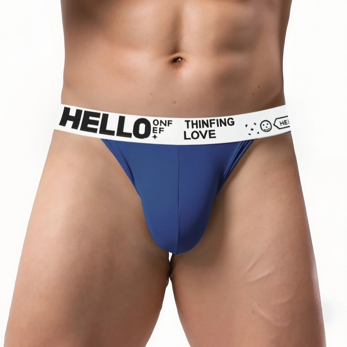 Sexy Men's Hello Letter Waistband Athletic Thong Ice Silk Low-Rise Bikini Briefs Moisture-Wicking Gym Underwear for Bodybuilders 4