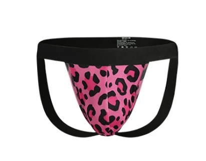 Mens New Cross-border Leopard Print Double Strap T Thong Elastic Breathable Nightclub Sexy Men G String Underpants