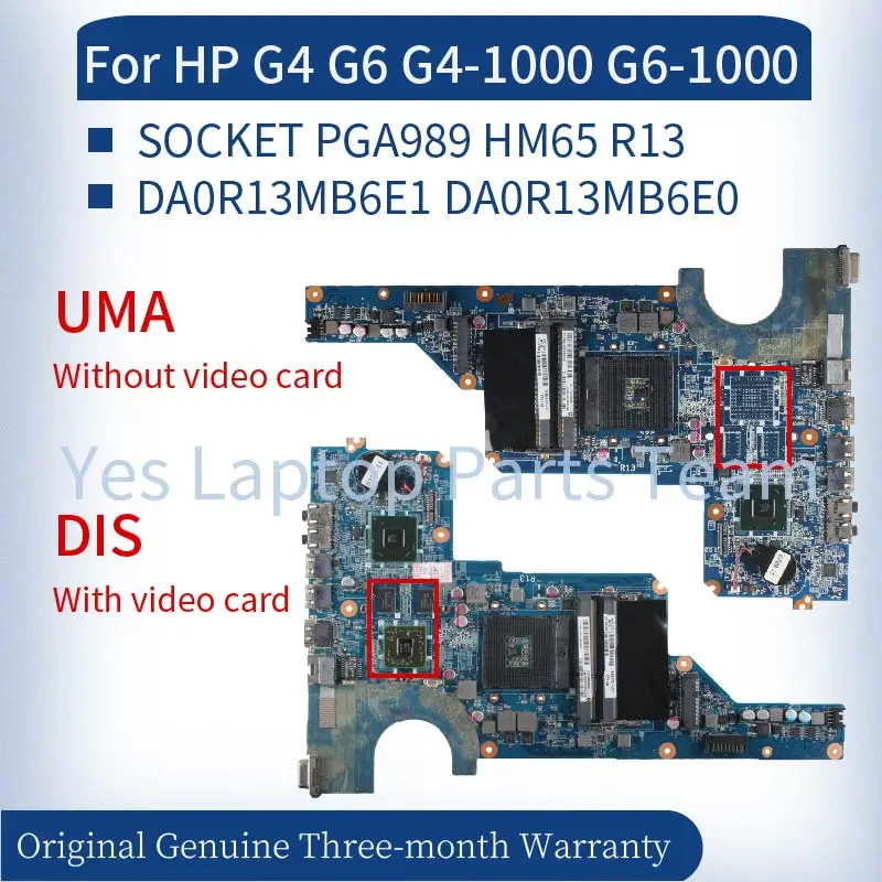 

G4-1000 R13 For HP G4 G6 G7 G6-1000 G7-1000 636373-001 636375-001 Laptop Mainboard DA0R13MB6E1 DA0R13MB6E0 Notebook Motherboard