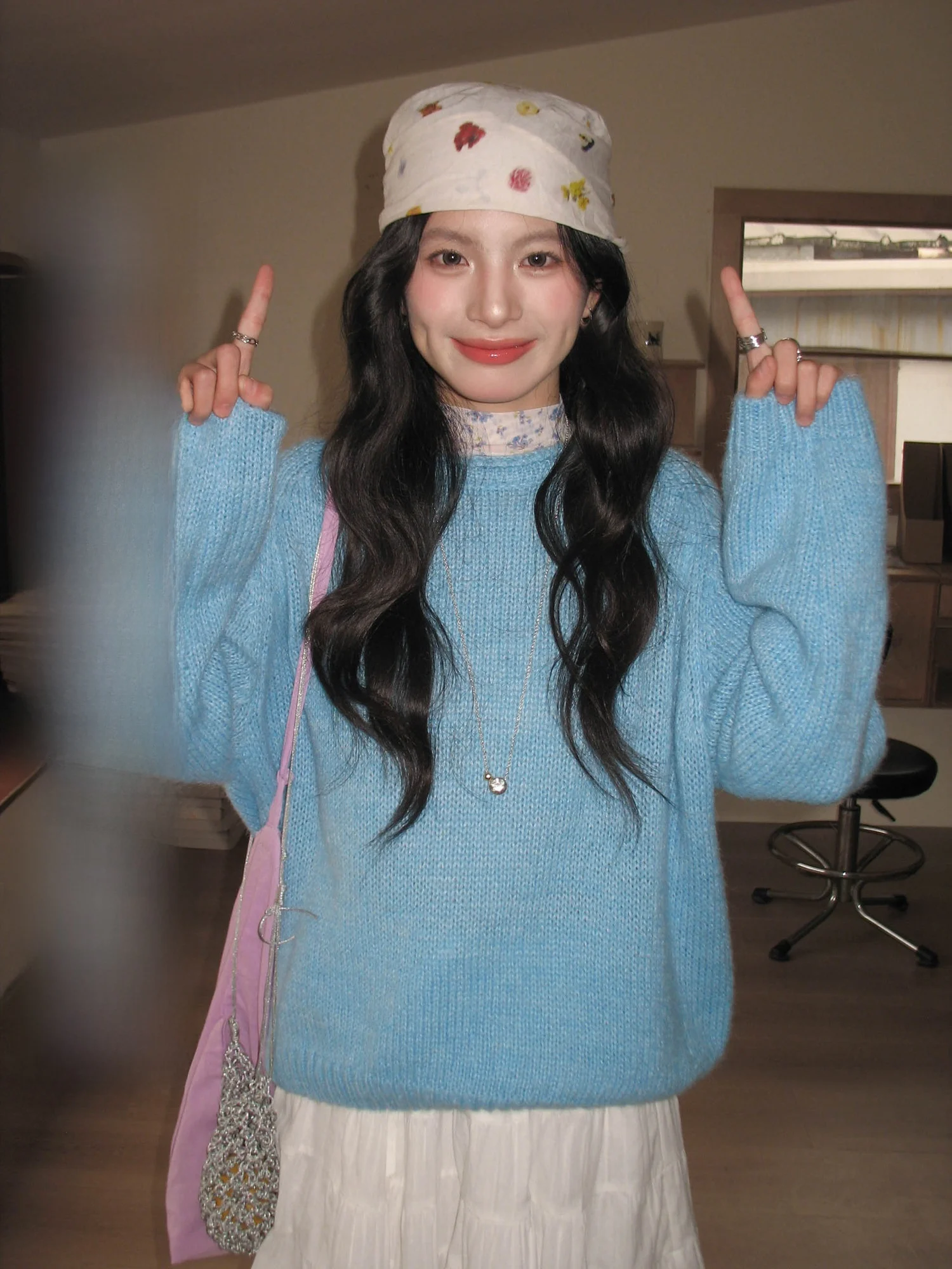 

Свободный женский свитер с длинным рукавом, синий, с круглым вырезом, в повседневном стиле, весна 2026, новый корейский стиль, удобный топ для отдыха