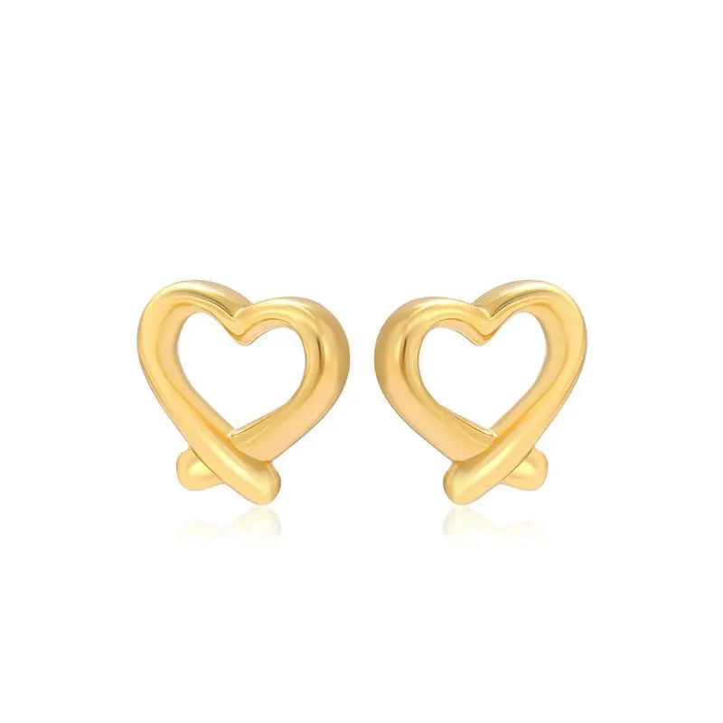 Wholesale Price-- 24 k / 18 k Pure Gold Plated Simple Heart Stud Earrings For Women Fashion Jewelry