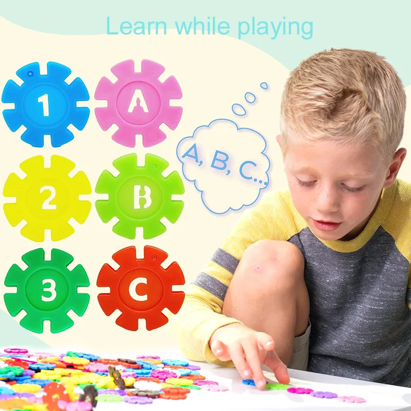 Blocs de Construction flocon de neige, jouets pour enfants, bricolage, jeu de maternelle, assemblage, jouet éducatif pour enfants, cadeau TMZ, 60 à 200 pièces