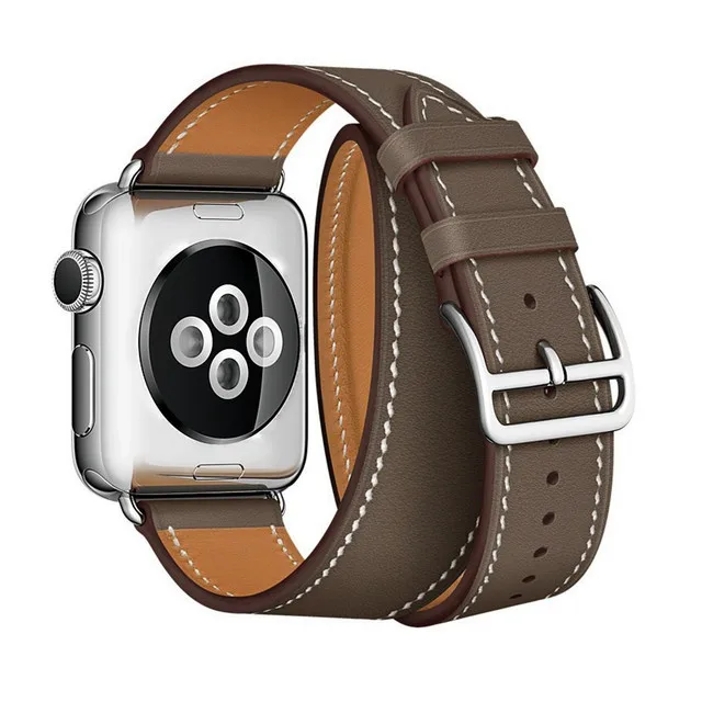 For Apple Watch Band Genuine Swift Leather Strap 8 7 41 45mm Double Tour Bracelet for iWatch Ulta 49mm 6 5 4 3 2 38 42mm 44 40mm