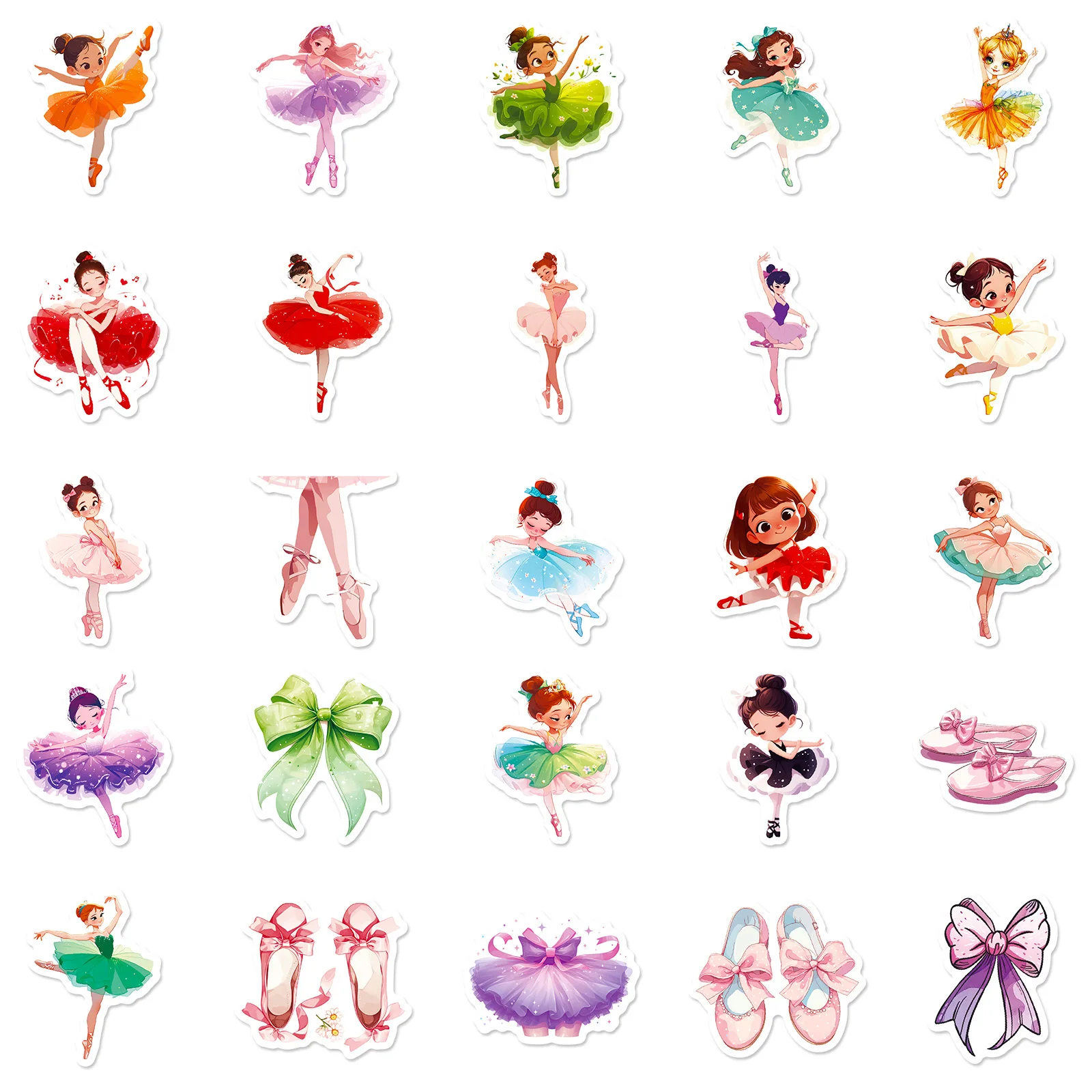 10/30/50PCS Ballet Girl Stickers Cute Girl Sticker Cartoon Dance Graffiti Decal DIY Waterproof Decoration Laptop Diary Scrapbook