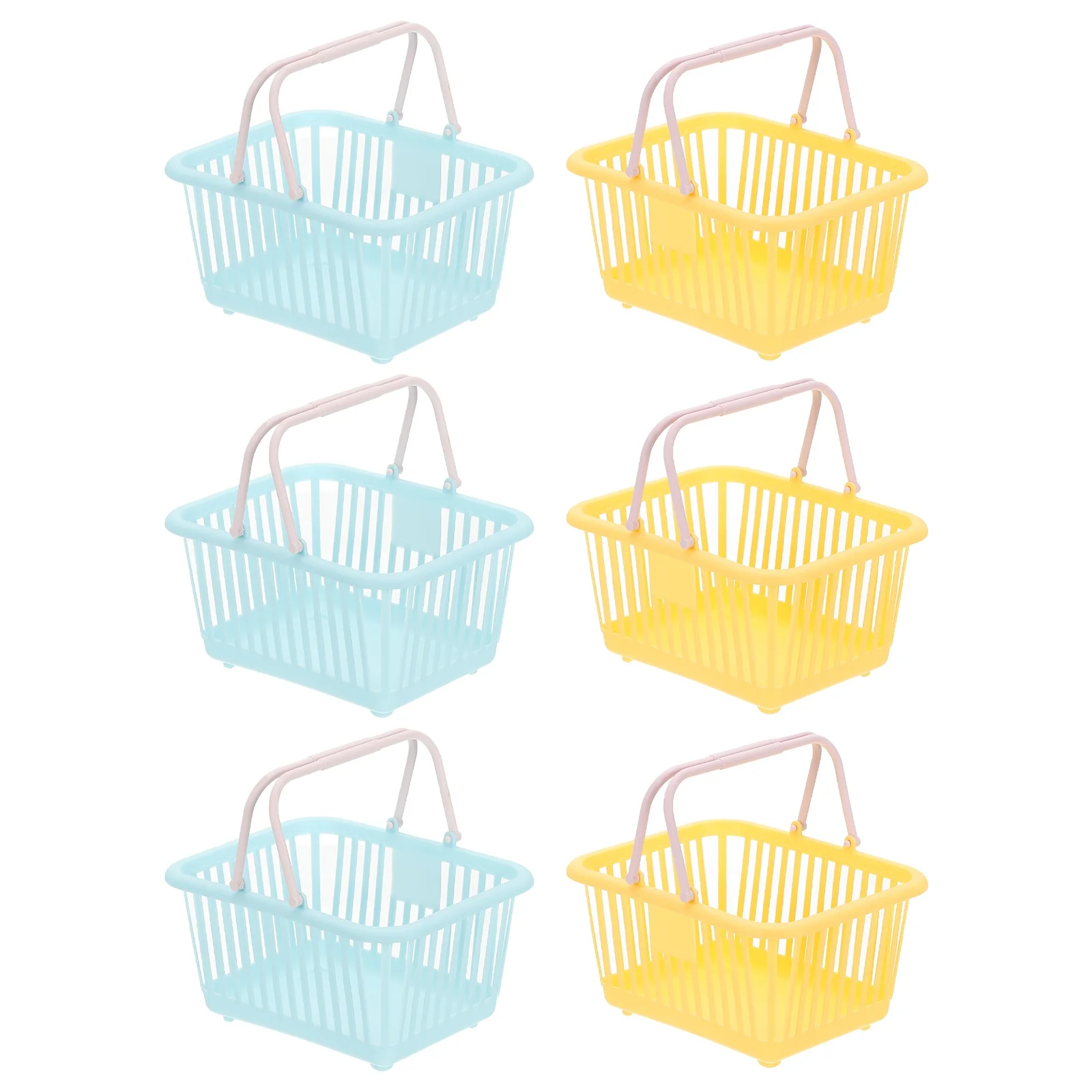 Mini Shopping Basket Small Plastic Basket Mini Storage Basket Grocery Tiny with Handles Organizer Filtered Water for Fruits 6pcs