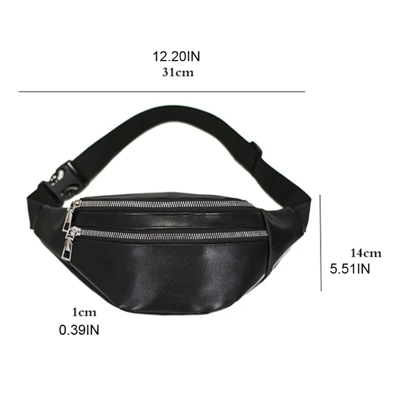 Fanny Packs Waist Pack Bag with Zipper Pockets Adjustable Belt PU Leather for Men Women Fashion Travel